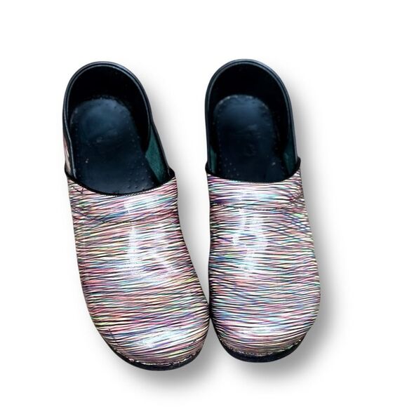 Dansko Multi Striped Professional Patent Leather Clogs Shoes EU 41 / 10.5 - 11 - Picture 14 of 15